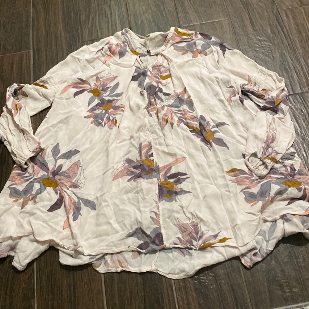 Free People boho flowy keyhoke blouse